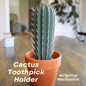 3D Printed Cactus Toothpick Dispenser | Fake House Plant | Indoor Plant | Succulent | Cacti Houseplant | Toothpick Holder