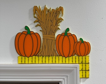 Fall Pumpkin and Hay Bales Door Topper Door Corner Decoration |  Fall Decor | Fall Decorations | 3D Printed