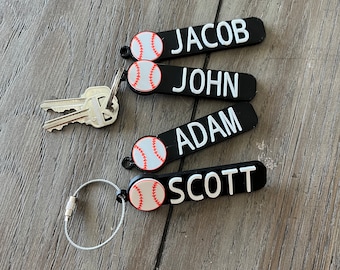 Personalized Name Baseball Key Chain / Ball Bag Tag | Key Ring | Keyring | Keychain