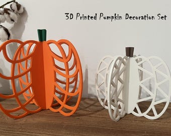 3D Printed Pumpkin Decoration Set | Fall Halloween Decor