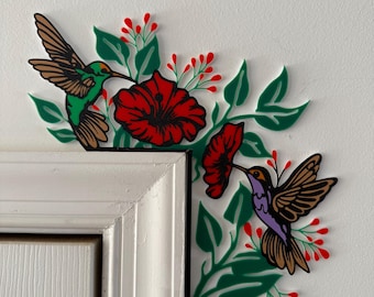 Hummingbird Door Topper Decor - Spring Decor - Bird Decor - 3D Printed Decor
