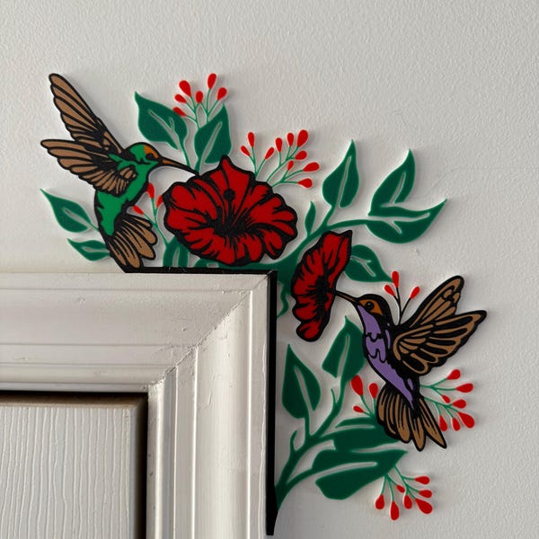 Hummingbird Door Topper Decor - Spring Decor - Bird Decor - 3D Printed Decor