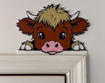 Baby Highland Cow Door Corner Decor - Cow Door Topper - Highland Cow Decor - 3D Printed Decor