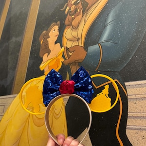 Belle Inspired park Mouse Ears, Beauty and the Beast Mouse Ears, Be Our Guest Inspired mouse ears, Belle ears, Beast & Belle mouse ears