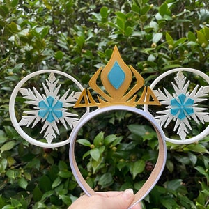 Elsa Mickey Mouse Ears, 3D Printed Elsa Inspired Minnie Mouse Ears, 3D Ears, Elsa Mouse Ears, Ice Queen Mouse ears, Elsa Mouse ears, Frozen