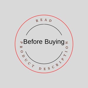 May include: A circular graphic with a red outline and gray background. The text "READ" is at the top, and "PRODUCT DESCRIPTION" is around the bottom. The words "Before Buying" are in the center.