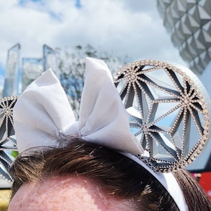 Epcot Ball rhinestone park Mouse Ears, 3D Printed Mouse Ears, rhinestone 3D Ears, rhinestone Spaceship Earth Ears, bling epcot mouse ears
