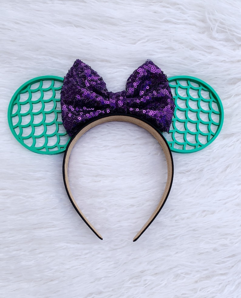 Ariel park Mouse Ears, 3D Ariel Little Mermaid Mouse Ears, The Little Mermaid Ears, Ariel Inspired mouse ears, Mermaid ears, ariel park ears Purple