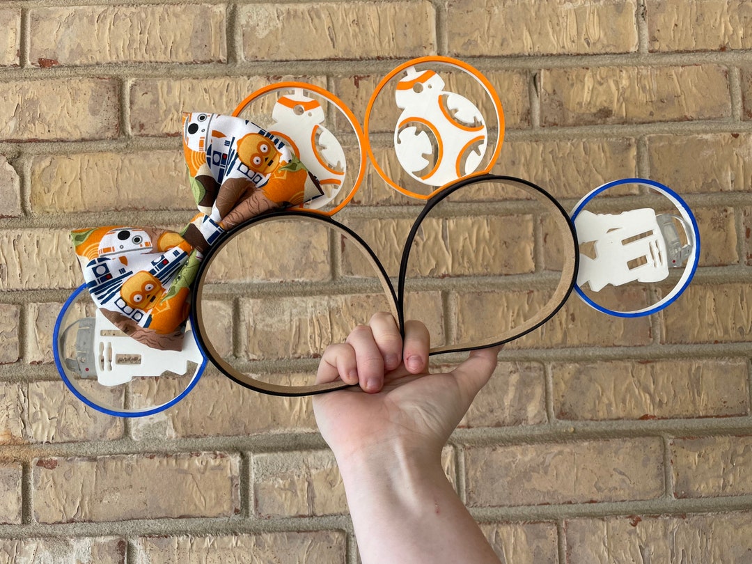 Droid 3D Park Mouse Ears, BB8 and R2D2 Mouse Ears, Droid Bot 3D Printed ...