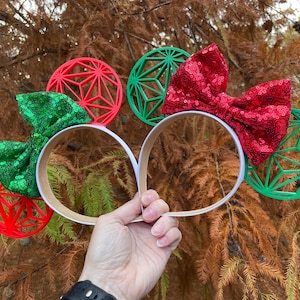 Christmas Epcot Ball Mickey Mouse Ears, 3D Printed Minnie Mouse Ears, 3D Ears, Christmas Ears, Spaceship Earth Ears, Christmas Mickey Ears