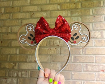 Gingerbread Mickey Mouse Ears, 3D Printed Christmas Minnie Mouse inspired  Ears, 3D Ears, Disney Christmas ears, Gingerbread mouse ears