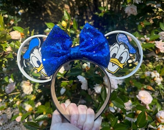 Orejas de ratón del parque del Pato Donald, orejas de ratón del Pato Donald impresas en 3D, orejas 3D, orejas de ratón inspiradas en el Pato Donald, orejas de ratón Donald, orejas de Donald