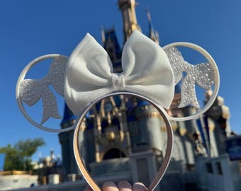 Pearl Coquette Bow park Mouse Ears, 3D Coquette Bow Mouse Ears, Pearl Bow Ears, Coquette mouse ears,  Bow mouse ears, Pearl Bow ears