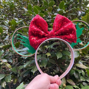 Rhinestone Christmas Castle park Mouse Ears, 3D rhinestone Castle Mouse Ears, castle ears, Bling Castle Inspired mouse ears, christmas ears