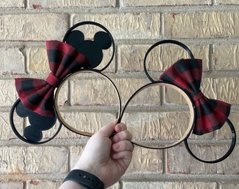 Buffalo Plaid park Mouse Ears, 3D Printed Christmas Mouse inspired  Ears, 3D mouse Ears, Christmas ears, Plaid Christmas mouse ears