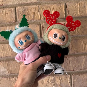 Christmas Doll monster Mouse Ears, Peppermint Labubu ears, 3d Labubu ears, Labubu mouse tree ears, Labubu monster mouse ears, Lafufu ears