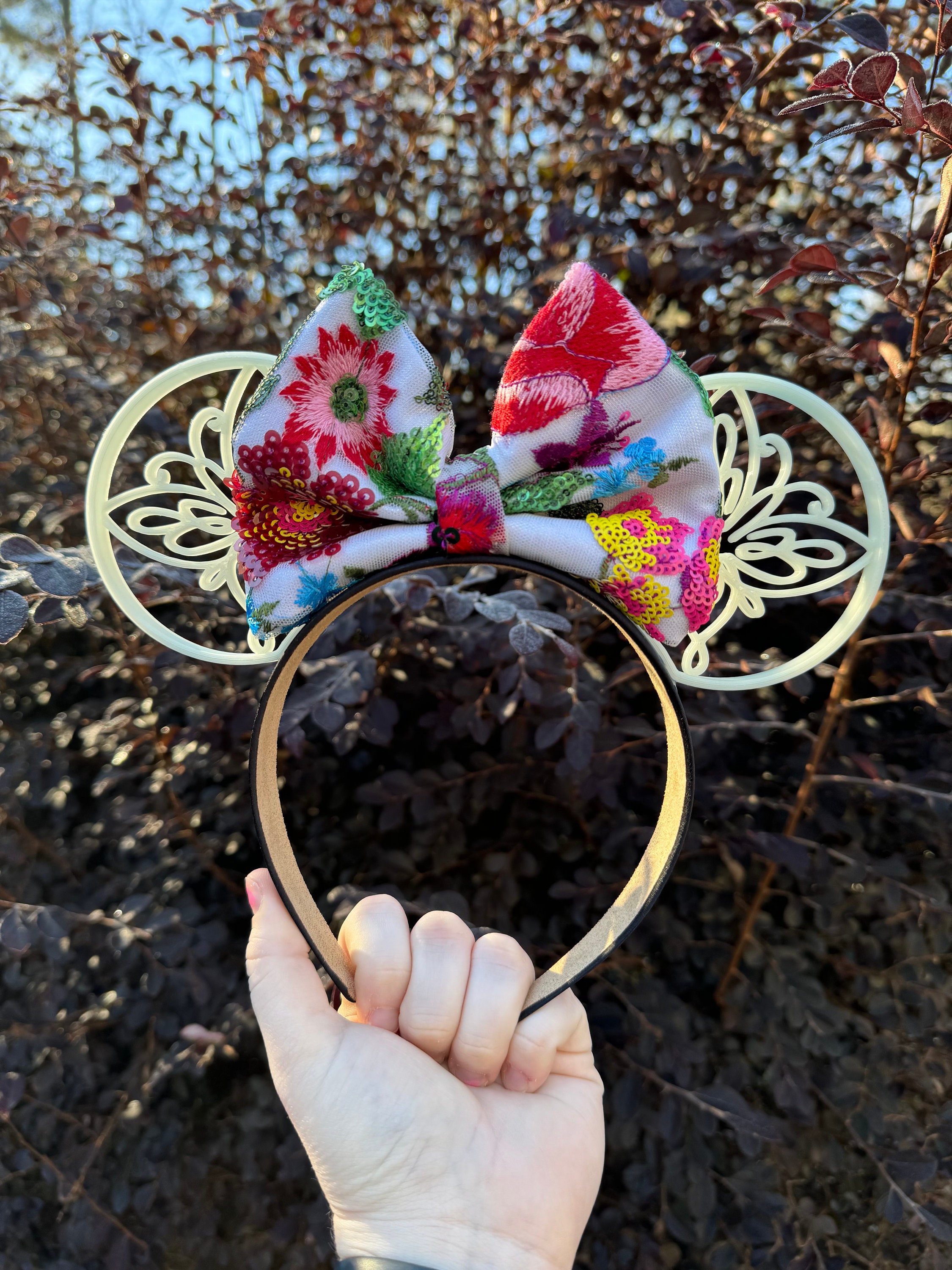 Disney Parks Encanto Floral Butterfly Embroidered Leaves Adult Headband Ears New Encanto Mous Ears, Mickey Ears, Minnie Ears, Mirabel Mouse  main image 4