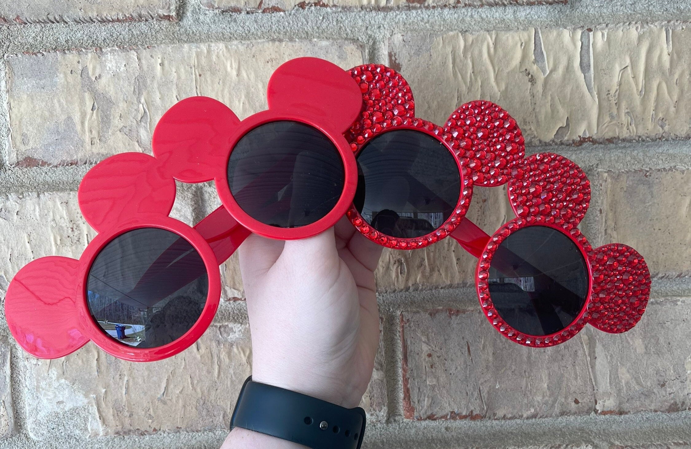 Embellished Black Sunnies with Rhinestone & Mouse Accents Rhinestone Sunglasses - Etsy main image 2