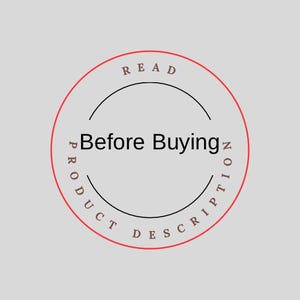 K&ouml;nnte beinhalten: Kreisf&ouml;rmige Grafik mit rotem Umriss und grauem Hintergrund. Der Text "READ" steht oben und "PRODUCT DESCRIPTION" unten. Die Worte "Before Buying" stehen in der Mitte.