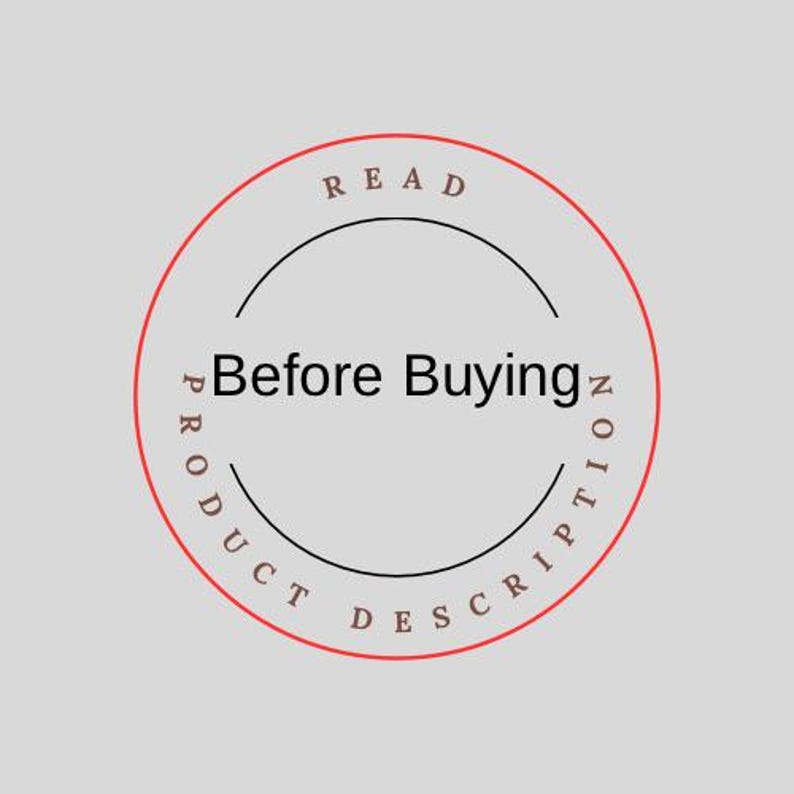 K&ouml;nnte beinhalten: Kreisf&ouml;rmige Grafik mit rotem Umriss und grauem Hintergrund. Der Text "READ" steht oben und "PRODUCT DESCRIPTION" unten. Die Worte "Before Buying" stehen in der Mitte.