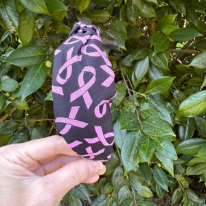 Pink Ribbon Top Knot Headband, Top knot headband, pink ribbon headband, Park top knot headband, Breast Cancer Awareness headband