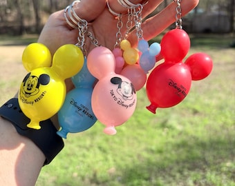 Mickey Balloon Keychain, Resort inspired logo plastic balloon keychain, Plastic mouse balloon keychain, mouse balloon charm, purse charm