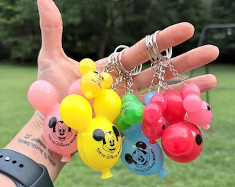 Mickey Balloon Keychain, Resort inspired logo plastic balloon keychain, Plastic mouse balloon keychain, mouse balloon charm, purse charm