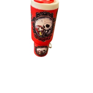 Nightmare Before Christmas Tumbler Chapstick Holder, 3D printed chapstick holder, Jack & Sally tumbler holder, Oogie chapstick holder Rot