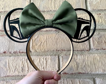 Mandalorian park Mouse Ears, Mandalorian Inspired 3D Printed Ears, Star Wars Inspired Mouse Ears, Mando Inspired ears, Mandalorian ears