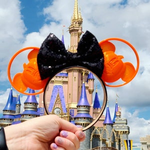 Pumpkin mouse Ears, Halloween park Mouse Ears, 3d Pumpkin Mouse Ears, park mouse wreath Halloween Ears, pumpkin mouse ears, Halloween ears