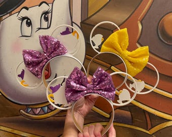 Mrs. Potts park Mouse Ears, Chip Park mouse ears, Mrs. Potts & Chip park mouse ears, Mrs. Potts mouse ears, Chip mouse ears, chip ears