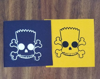 Parche punk DIY con calavera y huesos cruzados de Bart