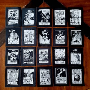Tarotkaartpatches verzameling van 5 doe-het-zelf canvas patch punkpatch (GRATIS patch bij aankoop van volledige set)