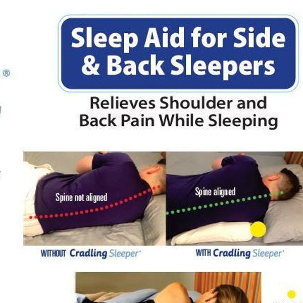 Cradling Sleeper for Better Sleep. Shoulder pain relief + Spinal alignment! Covered as a physical therapy device by Health Savings Accounts!