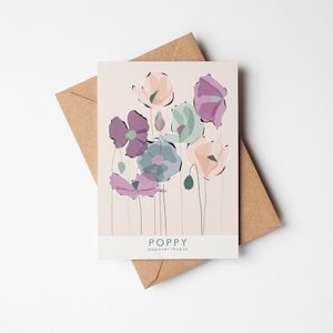 de voeux de pavot | Carte Art botanique contemporain pour toutes les occasions par Rachel Mahon