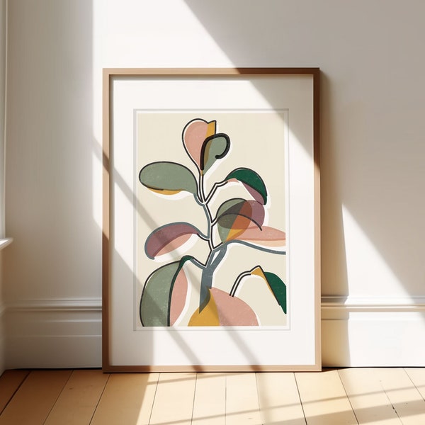 Abstract Botanical A4 A3 A2 Wall Art Print | Baby Rubber Plant II