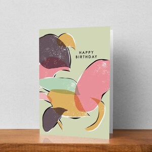 botanique, carte de joyeux anniversaire abstraite | Carte de voeux, Haute qualité, Thème des plantes d'intérieur, Vierge à l'intérieur
