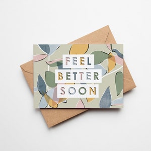 Carte typographique A6 Feel Better Soon | Design botanique contemporain, abstrait de Rachel Mahon