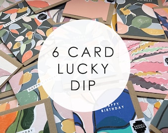 LUCKY DIP 6 A6 Carte d'anniversaire surprise avec enveloppes, abstrait, botanique, design contemporain, grande qualité