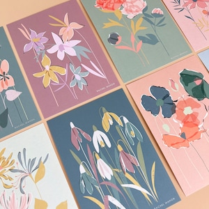 Lot de 8 cartes postales vierges A6 florales pastel avec ou sans enveloppes Ensemble d'écriture pour cartes de correspondance d'illustrations botaniques contemporaines image 4