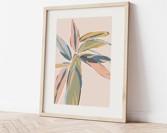 Abstract Botanical A4 A3 Wall Art Print | Stromanthe House Plant Picture