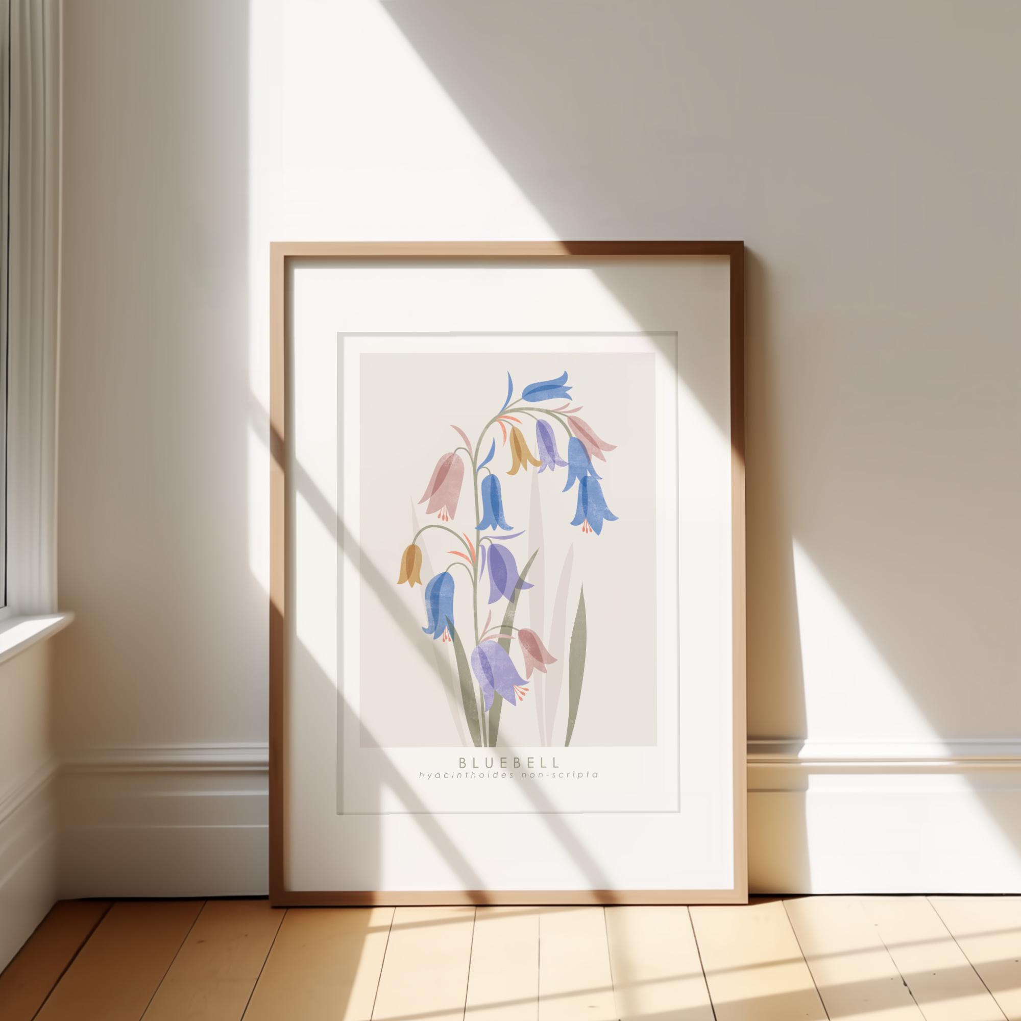 Bluebell Flower Art Print: Abstract Botanical Spring Poster Wildflowers ...