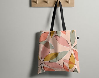 Canvas Shopper Bag with abstract botanical house plant print | Schefflera Nora