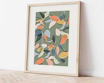 Green Abstract Botanical A4 A3 Wall Art Print | Tradescantia Chysophylla House Plant Picture