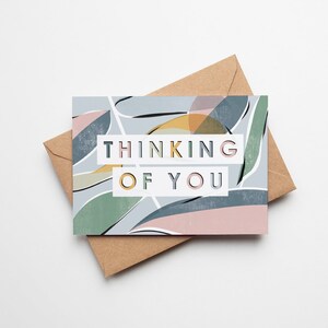 Thinking of You contemporary sympathy A6 greeting card | Modern, abstract, botanical design by Rachel Mahon