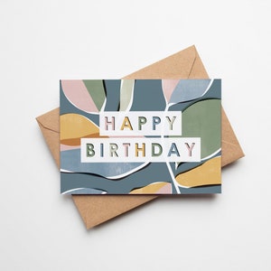 de typographie de joyeux anniversaire | Carte de voeux, Haute qualité, Thème des plantes d'intérieur, Vierge à l'intérieur
