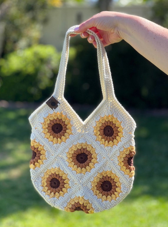 Sunflower market bag crochet purse sunflower tote bag