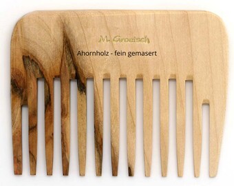 Lockenkamm für die Tasche, ca. 10cm breit - Rarität - aus besonders gemasertem Holz - für nasses und trockenes Haar geeignet