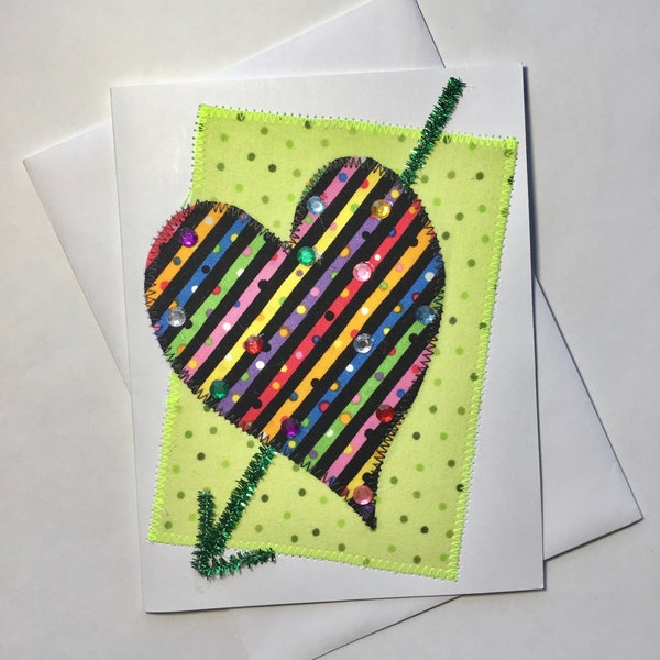 hand made fabric Valentine's Day card