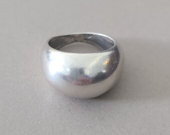 Vintage Sterling Silver Unisex Bombe Ring; Vintage Modernist Silver Ring